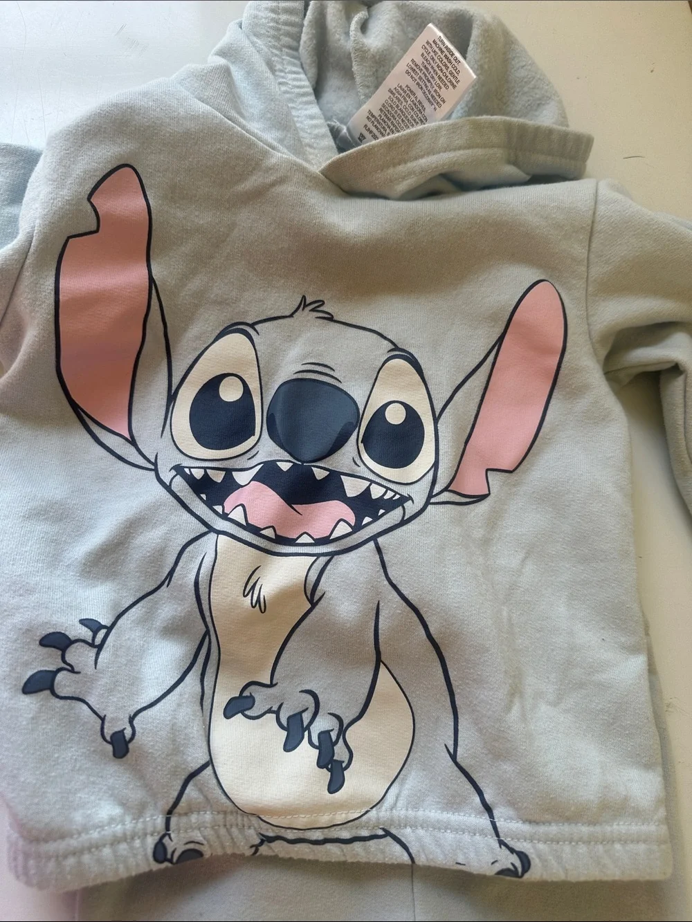 Disney Light Gray Stitch Hoodie & Jogger Set with Pink Ear Accents